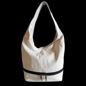 NEW White Leather Slouchy Hobo Purse with Dustbag by Rian